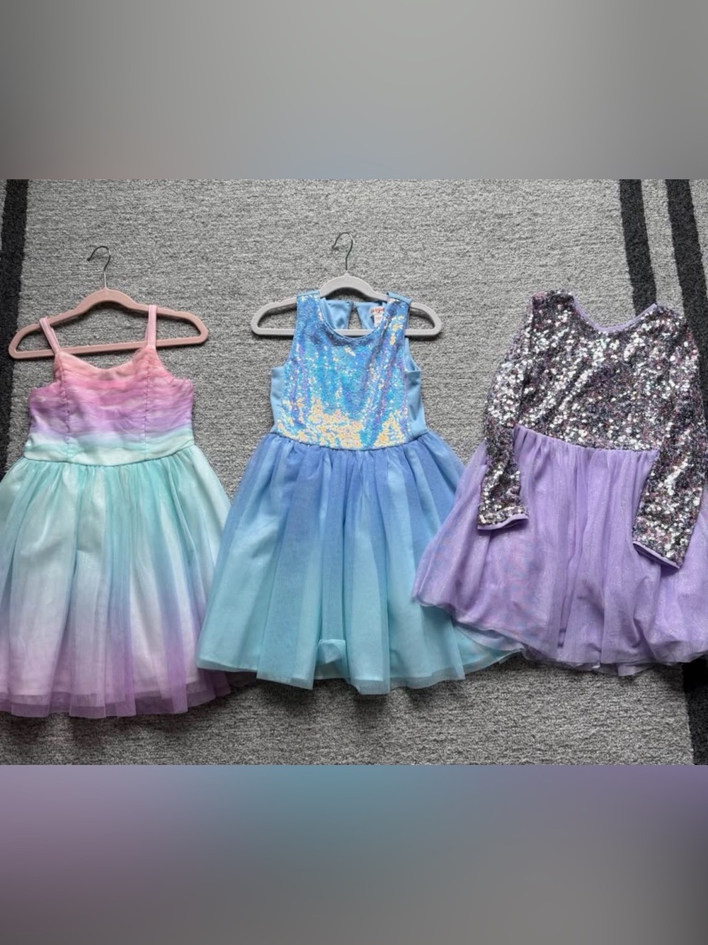 Cat & Jack Iridescent Blue Sequin Tulle Dress - Girls Costume